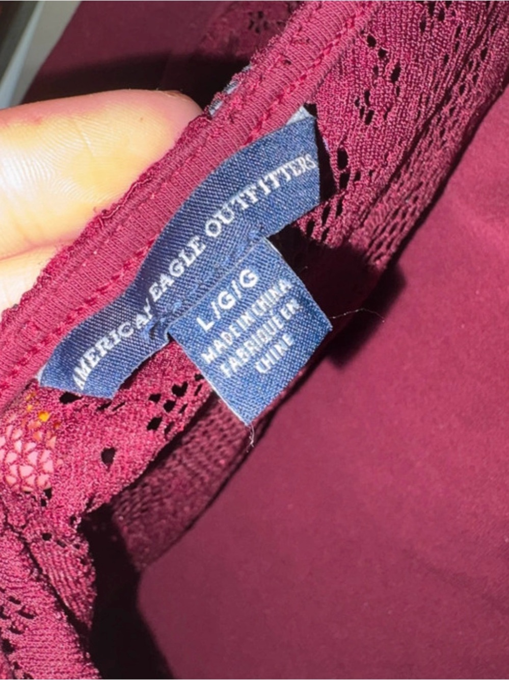 Women's Burgundy Long-Sleeve Scoop Neck Top Lace Back